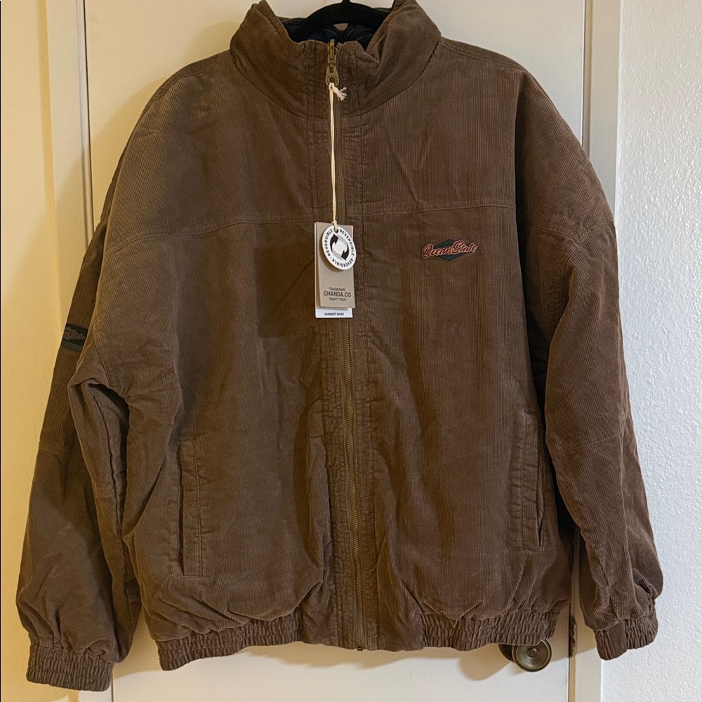Ghanda Brown Corduroy Reversible Pipeline Jacket